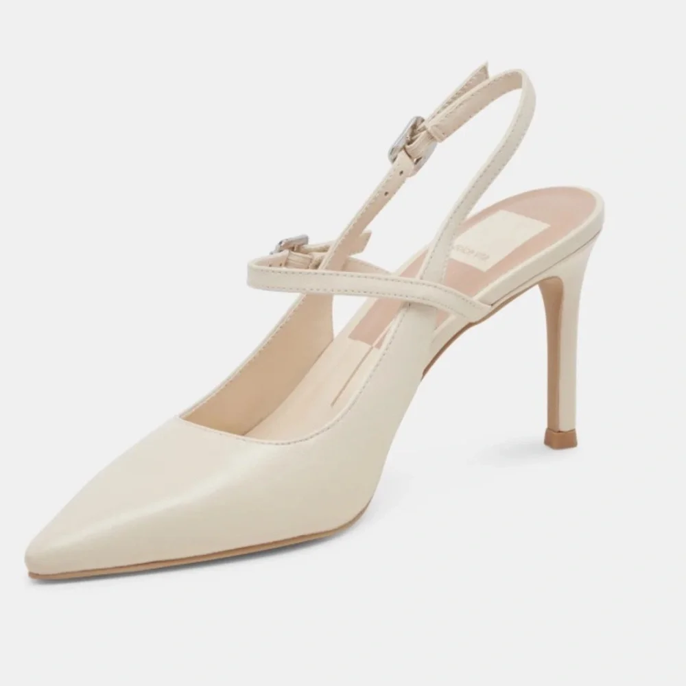 ☀️NEW Dolce Vita Kellen Heels in Ivory Leather. Size: 7.5 - Picture 2 of 16